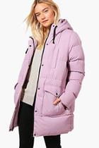 Boohoo Tilly Longline Hooded Quilted Coat