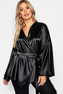 Boohoo Plus Tie Waist Top