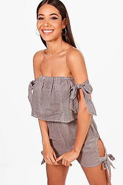 Boohoo Jess Bardot Tie Beach Co-ord