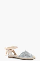 Boohoo Elizabeth Glitter Lace Up Espadrille Silver