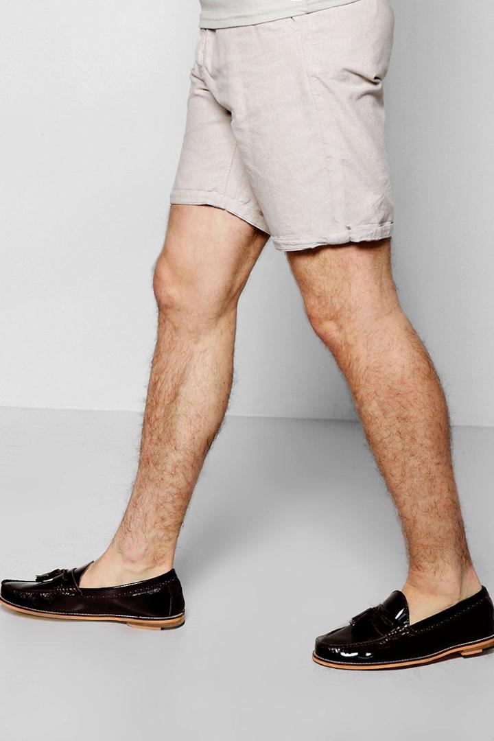 Boohoo Smart Cotton Shorts Stone