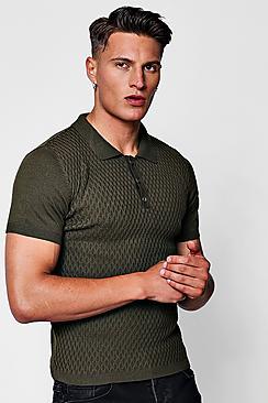 Boohoo Short Sleeve Textured Knitted Polo
