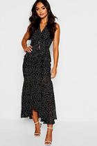 Boohoo Petite Ruffle & Ruched Midi Dress