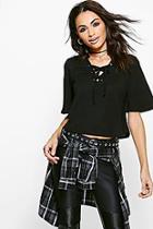 Boohoo Laura Lace Up Swing Top