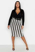 Boohoo Plus Slinky Chain Print Midi Skirt