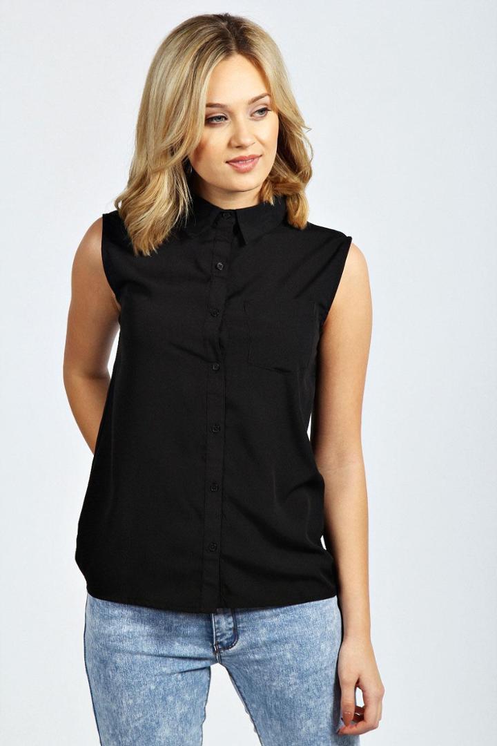 Boohoo Mandy Sleeveless Shirt - Black