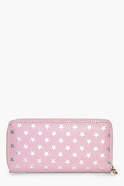 Boohoo Brooke Metallic Star Print Purse