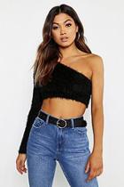 Boohoo One Shoulder Fluffy Knit Jumper