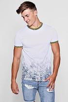 Boohoo Faded Floral Print Tee With Sports Rib Detail