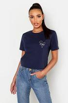 Boohoo Happy Loveheart Pocket Slogan T-shirt