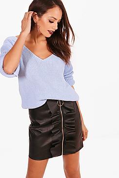 Boohoo Phoebe V Neck Crop Jumper