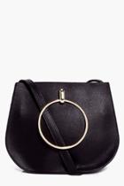 Boohoo Jodie Large Ring Saddle Cross Body Bag Black