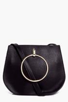 Boohoo Jodie Large Ring Saddle Cross Body Bag Black