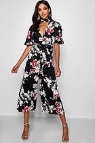Boohoo Floral Choker Style Culotte Jumpsuit