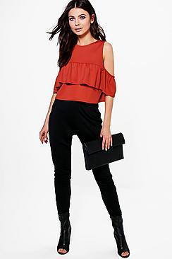 Boohoo Lily Frill Top & Trouser Co-ord Set