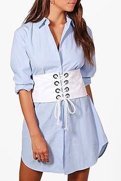 Boohoo Elizabeth Denim Eyelet Detail Corset Belt