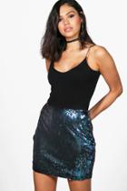 Boohoo Nolita Mermaid Sequin Mini Skirt Turquoise