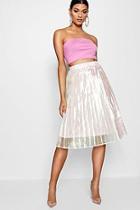 Boohoo Evie Woven Irredesent Pleated Midi Skirt