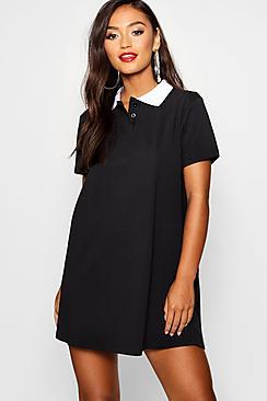 Boohoo Petite Polo Shirt Style Mini Dress
