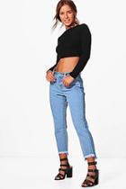 Boohoo Petite Jenna Contrast Panel Step Hem Jean