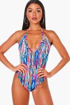 Boohoo Monaco Tribal Fringe Swimsuit