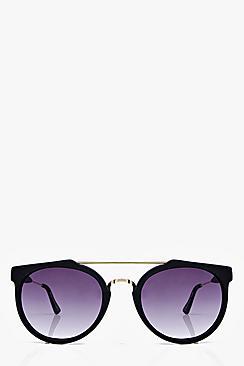 Boohoo Ava Matt Black Metal Arm Aviator Sunglasses