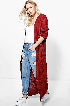 Boohoo Eloise Maxi Cable Cardigan