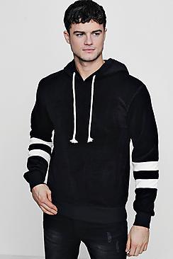 Boohoo Stripe Sleeve Fleece Hoodie