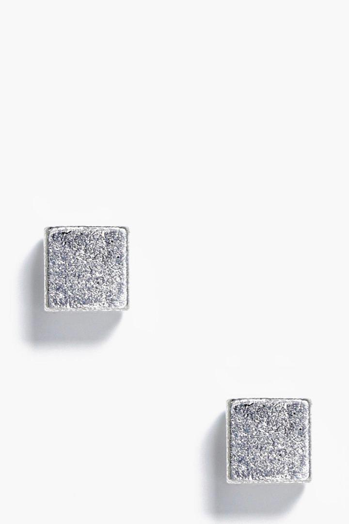 Boohoo Cube Stud Earrings Silver
