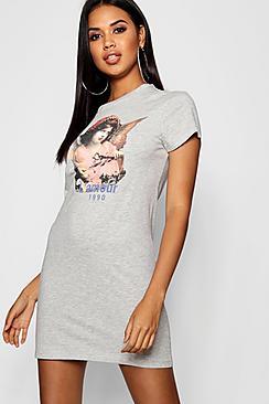 Boohoo Lola L'amour Cherub Slogan T-shirt Dress