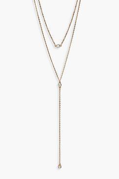 Boohoo Plus Diamante Layered Choker & Plunge Necklace