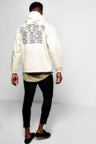 Boohoo Front Pocket Over The Head Jacket With Back Print Khaki