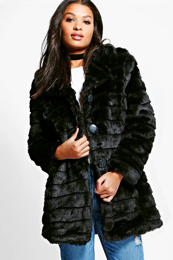 Boohoo Evelyn Black Faux Fur Coat Black