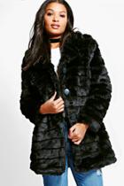Boohoo Evelyn Black Faux Fur Coat Black