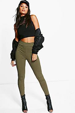 Boohoo Amya High Waisted Ribbed Leggings