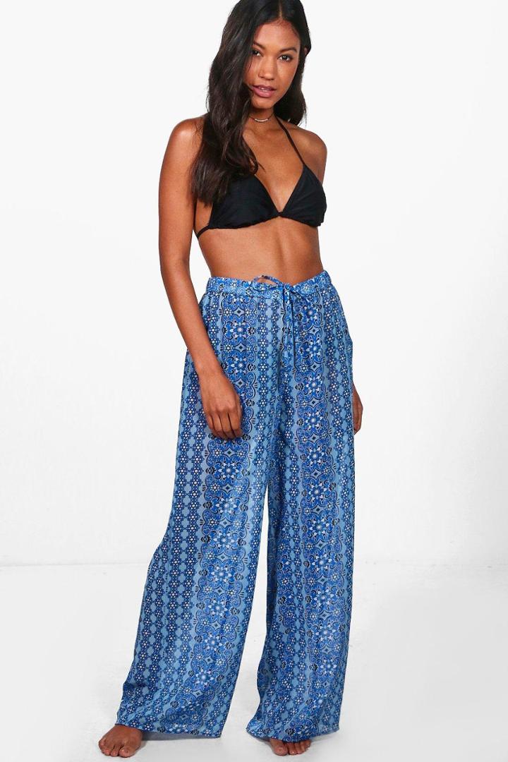 Boohoo Hannah Nautical Beach Trouser Blue