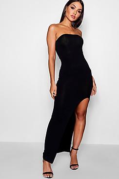 Boohoo Cath Bandeau Maxi Dress With Split