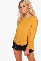 Boohoo Stella Pleated Hem Blouse