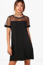 Boohoo Beth Rib Trim Fishnet Shift Dress