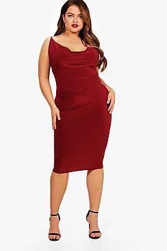 Boohoo Plus Gabby Drape Front Cross Strap Dress