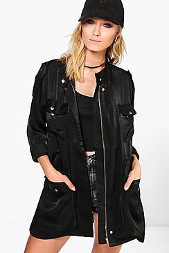 Boohoo Aimee Silky Utility Festival Jacket