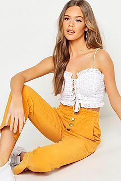 Boohoo High Rise Paperbag Waist Straight Leg Jeans