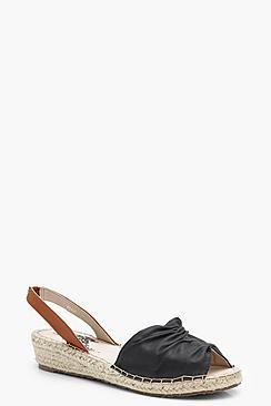Boohoo Skye Sling Back Ruched Demi Wedge Sandal