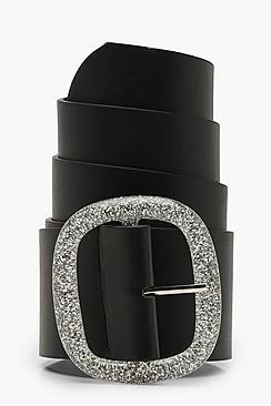 Boohoo Glitter Buckle Belt