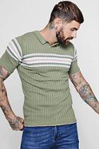 Boohoo Muscle Fit Colour Block Notch Neck Knitted T-shirt