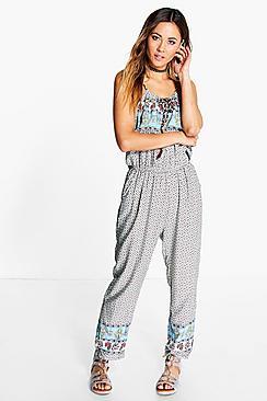 Boohoo Betty Border Print Jumpsuit