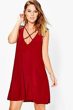Boohoo Eliana Strappy Lace Detail Shift Dress