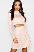 Boohoo Check Pocket Detail And High Neck Top Co-ord