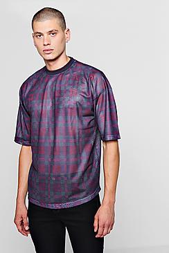 Boohoo Loose Fit Tartan Check Mesh T-shirt