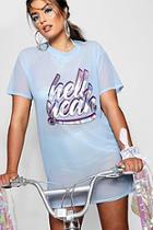 Boohoo Plus Sasha Hell Yeah Mesh Tee Dress